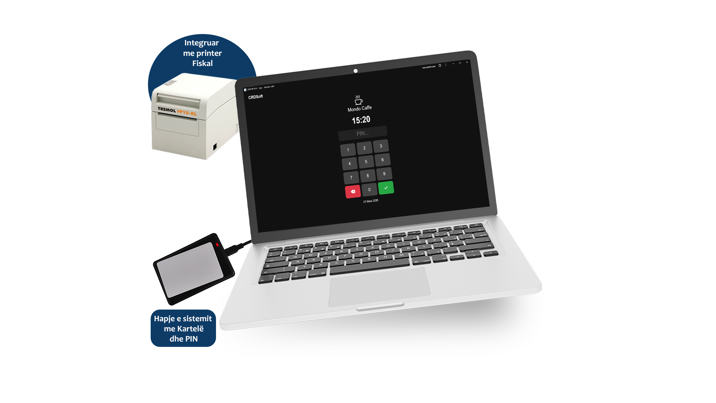 CRDSoft dashboard on laptop